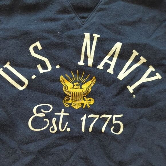 Youth Champion navy blue crew neck sweater with US Navy graphic size large - Picture 3 of 4